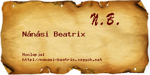 Nánási Beatrix névjegykártya